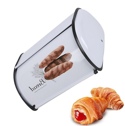 Rproonay Panera de almacenamiento de acero inoxidable, organizador de panes, contenedor de almacenamiento de pasteles vintage, diseño de acero inoxidable resistente, estilo vintage y elegante, 34,5 x