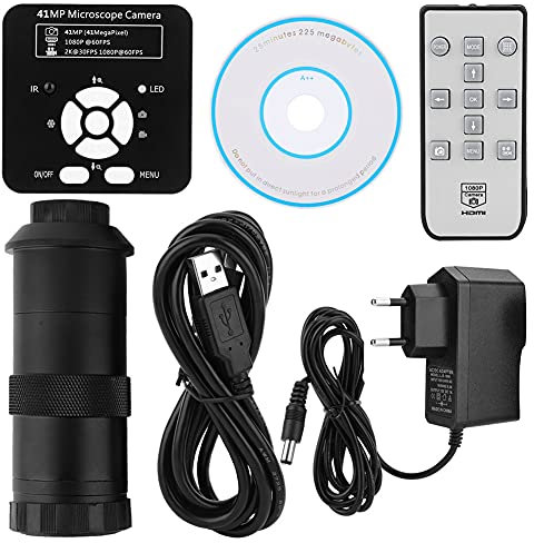 FTVOGUE Cámara de Microscopio Industrial USB de 41MP de Alta Definición con Control Remoto, Cámara de Inspección óptica de 100x para Reparación de Teléfonos Móviles (Enchufe de la UE)