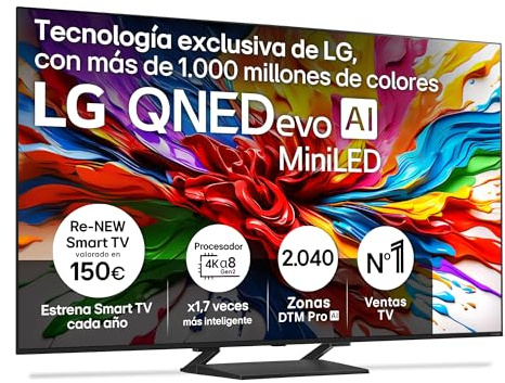 LG 85QNED93A6A - Smart TV QNED EVO AI 85 4K, 2025 | WebOS 25, Procesador Potente e Inteligente, MiniLED AI, Super Upscaling, Dolby Vision y Atmos, Alexa/Google Assistant, Negro