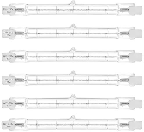 Koprek 6 Pack 78mm R7s Halogen Light Bulbs, 120W 230V Dimmable Halogen Bulbs, Warm White 2000LM (2800K) for Floor Lamps Landscape Lighting Flood Lights & Security Lighting, J78 Linear Bulbs