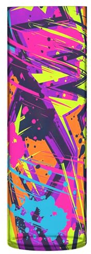 Cool Neon Splashes - Jarrones cilíndricos morados decorativos de plástico personalizado, decoración moderna floral única, 11.8 x 3.9 pulgadas