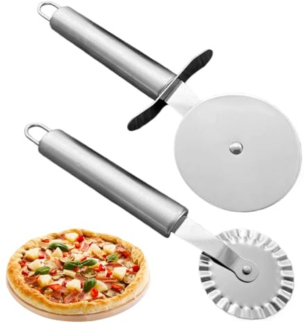 SGERUFZ Pizzas, Coupant, Ergonomique, Facile à nettoyer, Lavable au lave-vaisselle, En acier inoxydable, Découpe en inox, Roulette
