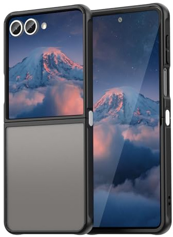 Wookfiss Hülle für Samsung Galaxy Z Flip 7, Harte Transparent PC Rückseite Schutzhülle + Weiche Silikon TPU, Stoßfeste Durchsichtige Handyhülle, Sturzfest Case