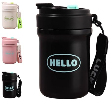 Yemiany Vaso Termo Cafe Para Llevar 500ml, Tazza da Viaggio, Bicchieri da Caffè con Coperchio, Réutilisables et Anti-gouttes, Idéales pour une Utilisation à l'extérieur - Negro