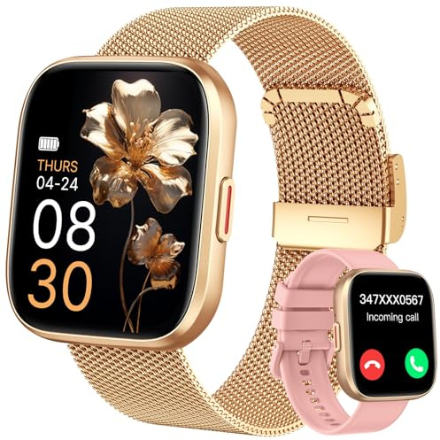 taopodo Montre Connectée Femme, 1.91 HD Smartwatch Fonction Féminine avec Appel Bluetooth 5.4, 120+ Modes Sportifs, 200+ Cadrans personnalisés, 24H Moniteur Sommeil/FC/SpO2, Android iOS, Or Rose
