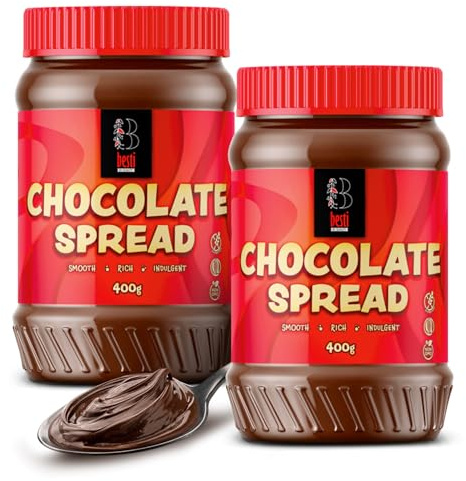 Besti Chocolate Spread Pack of 2 – 400g Each – Smooth, Rich & Indulgent – Vegan, Gluten Free, Non-GMO Chocolate Spread for Toast, Baking & Desserts