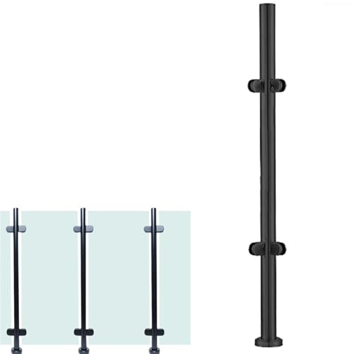 parapetto in vetro Corrimano Per Scale In Vetro Da 60, 70, 80, 90, 100, 110, 120 Cm Di Altezza, Palo Per Balaustra In Vetro Per Barriere Per Balconi, Palo(B-CORNER,Height 110cm)