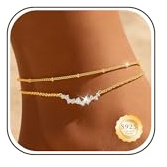 Chihayafuji Bracelet de Cheville Pour Femme Argent Sterling 925 Or Chaine de Cheville Bracelet Cheville Réglable Imperméable en Zircon Bijoux Cheville Femme