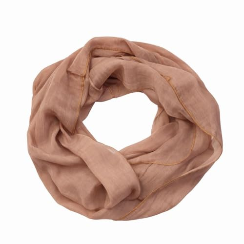 Generisch Damen Loop Schal Loopschal Rundschal Schlauchschal Tuch Halstuch aus 50% Seide 50% Baumwolle Uni einfarbig für Frühling Sommer Ganzjährig Größe ca. 45 × 160 cm