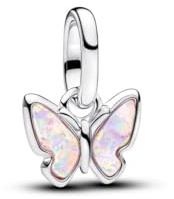 PANDORA Mini Charm Blauer Schmetterling Anhänger mit 14 Karat Vergoldung, Anhänger mit Lapis Lazuli Imitat und Sonnenschein Effekt, kompatibel Moments ME, 793825C01