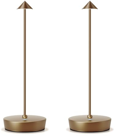 HYMZP Lampada da Tavolo Senza Fili Ricaricabile,Lampada Led da Tavolo,3 Modalità di Colore, IP54, per Interni/Esterni, Ristorante (2x Bronzo)