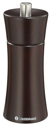 Zassenhaus Pfeffermühle Frankfurt wengefarben Buchenholz Mahlwerk aus Hochleistungskeramik, Made in Germany, Maße: H: 14 cm, D: 5,4 cm, 022247 | Buchenholz wenge gebeizt, stufenlose Mahlung von pulverfein bis grob, für Pfeffer und Gewürze, 25 Jahre Garantie