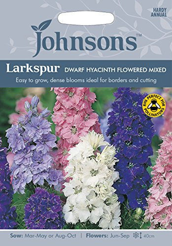 Johnsons 20727 Seeds, Larkspur Dwarf Hyacinth Flowered Mixed