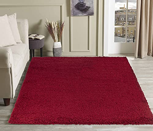 Serdim Rugs Moderner Shaggy Modern Shaggy Teppich, hoher Flor Flor lang, Soft Touch, Teppich Uni Rot; Größe: 160 x 230 cm