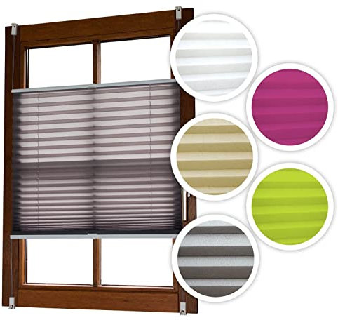 EXKLUSIV HEIMTEXTIL Plissee Verspannt mit Klemmträgern ohne Bohren Faltrollo Fensterrollo grün 55 x 140 cm