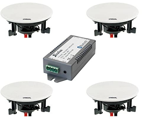 Lyndahl CS200BT-Kit wahlweise mit 2 oder 4 Lautsprechern inkl. Bluetoothverstärker, Einbaulautsprecher, Bluetooth, Deckenlautsprecher mit AUX-IN, Bluetoothlautsprecher mit 4 Lautsprechern