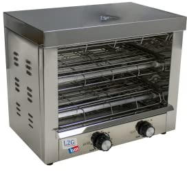 L2G - Toaster Professionnel 1700W - Acier Inoxydable - Deux Niveaux - Résistances Quartz - Minuterie 30 Minutes - Tiroir Collecteur de Miettes - L.44 x l.26 x H.40 cm