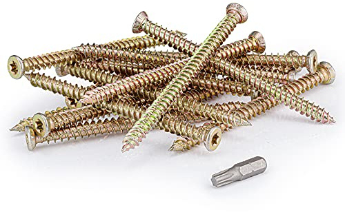 SEQUAL 80mm Concrete Screws 20 Pack, Countersunk Torx Masonry Screws for Concrete, Brick & Stone, Direct Concrete Fixing Screws, T30 Torx Driver Bit Included