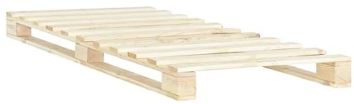 vidaXL Cadre de Lit de Palette Sommier à Lattes Lit Simple Lit Adulte Cadre à Lattes sur Pied Chambre à Coucher Maison 90x200 cm Bois de Pin Massif