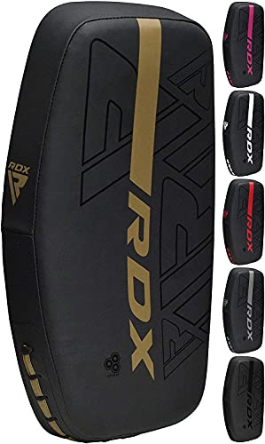 RDX Pao Boxe Thai Incurvé Bouclier de Frappe Kick boxing, MuayThai Poignée Solide, Strike Shield Pad Maya Hide Cuir Pattes d'ours pour MMA Entraînement, Arts Martiaux, Taekwondo, Sports de Combat NOIR