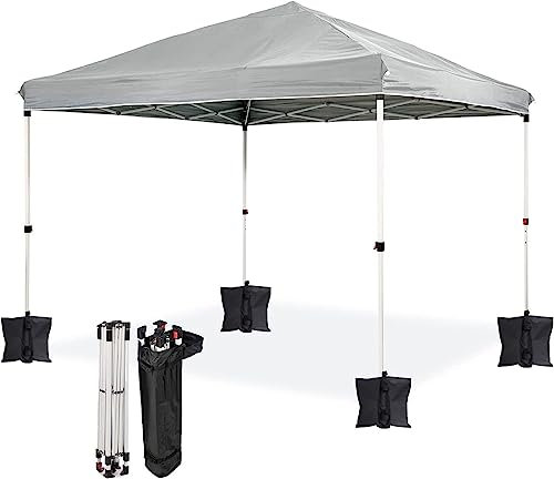 Pop up Waterproof Gazebo Premium Garden Event Shelter- Choice of Colours - 3m x 3m Pop Up Outdoor Garden Shelter - PVC Coated - Travel Bag and 4 Leg Weight Bags (Grey)