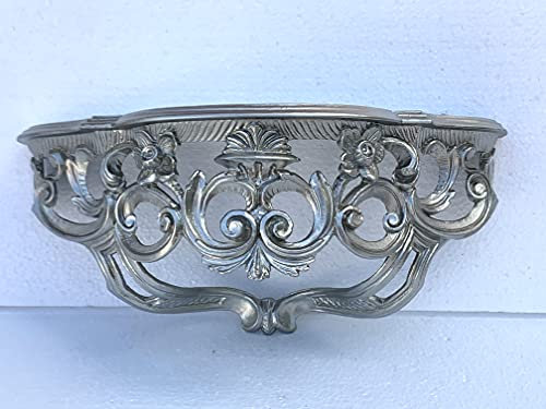 artissimo Barock Konsole Wandkonsole Antik Silber Spiegelkonsolen/Wandregal 40x17x17cm Ablage Hängekonsole Blumenbank