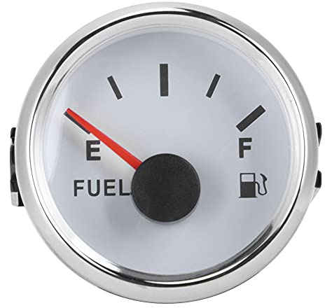 Indicatore Livello Carburante, 2 52 Mm Indicatore Livello Serbatoio Olio Combustibile Universale -19 Ohm Indicatore Segnale per Auto Barca Marina(Cornice d'argento su bianco)