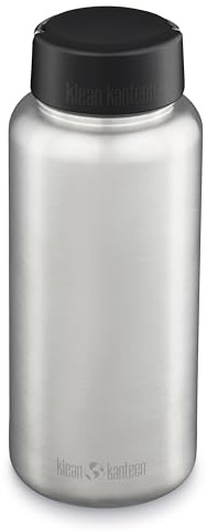 Klean Kanteen Wide Water Bottle with Loop Cap - Stainless Steel Water Bottle for Daily Hydration & Outdoor Use - Non-Insulated - BPA Free, Dishwasher Safe - Brushed Stainless, 40 oz