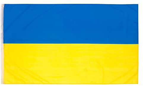 Aricona Drapeau Ukraine 90x150cm – ukrainien - résistant aux intempéries avec œillets en laiton, 100% polyester, coutures doubles robustes & couleurs éclatantes – pour les Ukrainiens & leurs amis