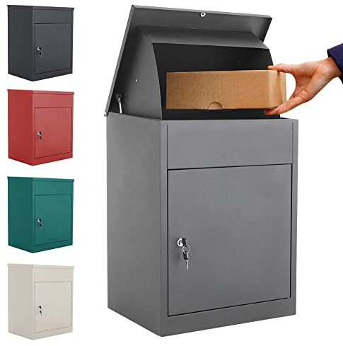 INMOZATA Wall Mounted Parcel Box Outdoor Weatherproof Delivery Box Smart Parcel Drop Box for Secure Multiple Large Delivery Packets & Mails Receiving (Grey)