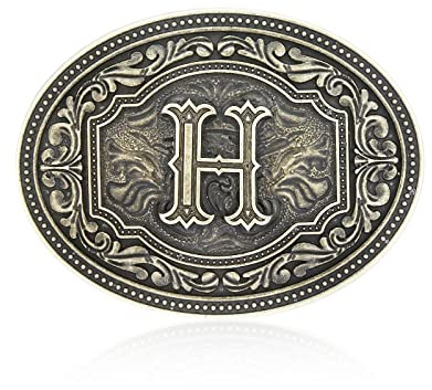 Btilasif Western Belt Buckle Initial Letters ABCDEFG to Z Cowboy Rodeo Belt Buckle for Men Women Cowboy Cowgirl