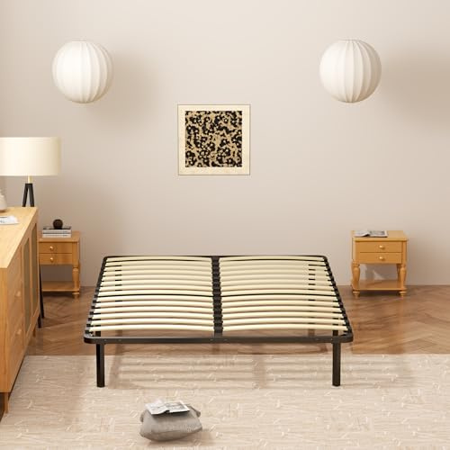 Stanew Sommier 140x190cm - Hauteur de 29 cm - Sommier à Lattes pour Adulte - 2x14 Lattes -9 Pieds Inclus - Lit Lit 140 x 190 avec Sommier