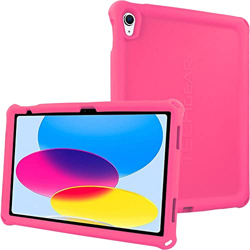 TECHGEAR Bumper Silicone Coque pour iPad 11 2025 (A16) iPad 10 2022 [11/10ème Génération] Coque de Protection Antichoc en Caoutchouc avec Bords et Coins renforcés et Protection d'écran - Rose