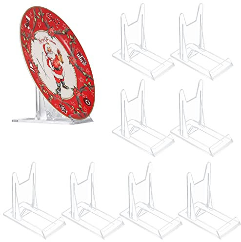 Fulushouxi 8 Stk Tellerständer, Acryl Ständer, Kunststoff Aufsteller Ständer Verstellbare Dekotellerhalter, Buchaufsteller, Mini Staffeleien für Bücher Bilderrahmen CD Deko Aufsteller Fotodisplays
