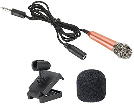 PATIKIL Mini Microphone Portable Vocal Microphone Rose Doré pour Voice Enregistrement et Chanter avec Mic Support et Couverture Paquet de 1