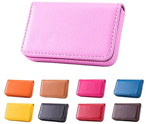 Waylipun Visitenkartenetui, PU-Leder Premium Visitenkartenhalter, mit Magnetverschluss, zur Schonenden ​Aufbewahrung Ihrer Karte, Visitenkarten Etui für Damen und Herren (Rosa)