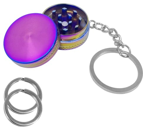 Alian Puff Grinder Crusher Mühle, Mini Metall Gewürzmühle, 1.18 Zoll, ür Spice,Kräuter,Gewürze,Herb,Kaffee für Spice,Kräuter,Gewürze,Herb,Kaffee mit Metall Schlüsselanhänger Ringe * 2
