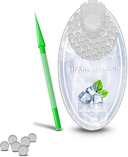 HF&KL Menthol Cigarette Crush Balls for Filters, 100PCS Portable Mint Crushballs, Menthol Aroma Capsules, Ball Shape Explosion Beads for DIY 100PCS (Black ice)