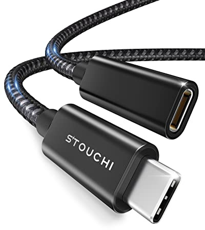 Stouchi USB C Verlängerungskabel 1,5m, USB Typ C Stecker auf Buchse USB 3.2(10 Gbit/s) 100W Schnelllade-und Audio-Datenübertragungskabel Kompatibel für Pad mini 6,M1 M2 MacBok Pro,Pixel 7 Schwarz