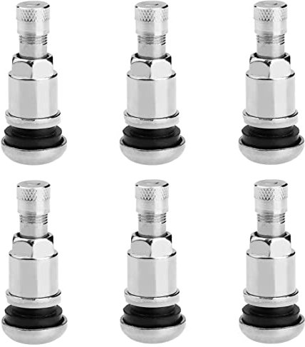 6 Stück Felgenventile Metallventile Universal Stahlventile für Alufelgen mit Gummidichtung - Luftdicht und Langlebig