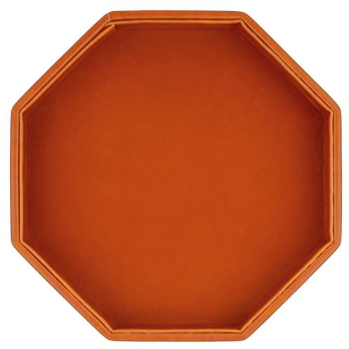 RERIVER Dice RollingTray, Filz Gefüttert PU Leder Octagon Würfelablage für Dungeon Crawler Spiele, Braun