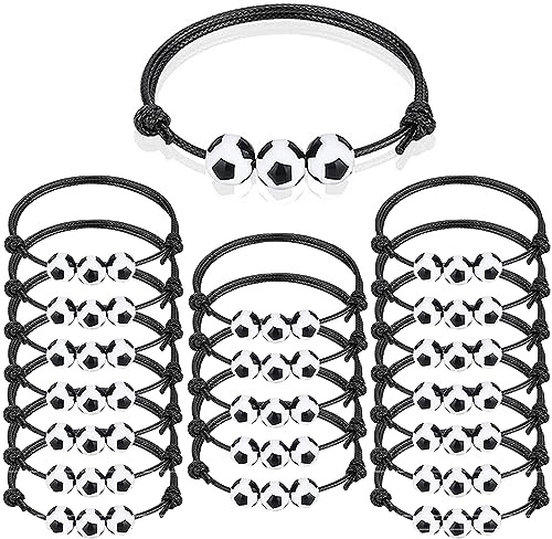 ZOCONE 20 piezas Pulsera de Fútbol Niño Pulseras Pelota Futbol Ajustables Pulseras de Futbol Bracelet Rope para Niños Fiesta de Cumpleaños Futbol Pulseras Niños Cumpleaños