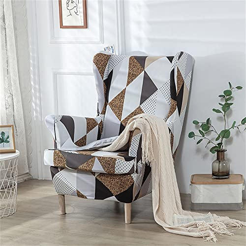 Hiseng Ohrensessel Überzug Stretch 2-Teilig, Sessel-Überwürfe Ohrensessel Schonbezüge Bezug, Nordisch Elastisch Sesselhusse Universal Tiger Stuhlbezug mit Armlehne Hohe Rückenlehne (Modern)