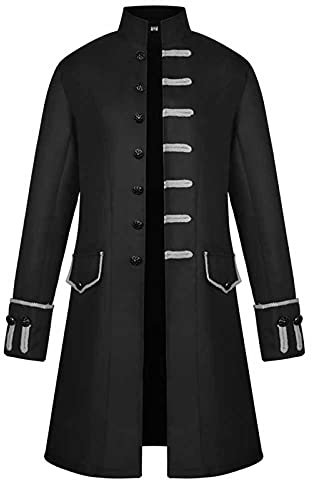DHYUEN Halloween Herren Smoking Vampir Mantel Vintage Jacke Party Oberbekleidung Piraten Frack Jacke Weihnachten Kostüm-Outfits Versorgen Kölner Gehrock Schmale Passform Smoking（4-Black，L）