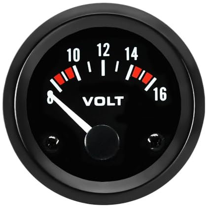 ETOPARS Voiture Jauge de Tension Moteur 2 52mm Voltmètre Jauge Véhicule Tension Pointeur Manometre Blanc Lumière Indicateur Voltmètre Testeur Instruments Volt