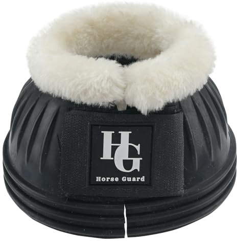 CATAGO Horse Guard - Campane in gomma con pelliccia sintetica, 2 pezzi, colore: nero, S