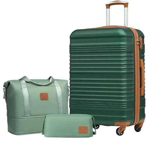 COOLIFE Koffer Set 3 Teilig: Luggage Set Mittelgroß 24‘’ + Reisetasche & Kulturtasche | ABS Hartschale, 360° Rollen & TSA-Schloss Für Europa, Kreuzfahrt & Auslandsstudium – Familienurlaub Essentials
