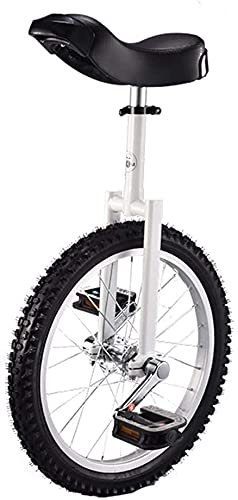 Einrad für Erwachsene Kinder Balance-Einrad für Kinder/Erwachsene 16/18/20 Weiß, Geburtstagsgeschenk für Jungen und Mädchen, Balance-Radfahrrad mit höhenverstellbarem Sitz (weißes 18-Zoll-Rad