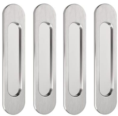 Selbstklebende Türgriffe 4er Pack, Selbstklebende ovale Schiebetürgriffe | Aluminiumlegierung, versteckter Griff für Küche, Schiebetür, Balkontür