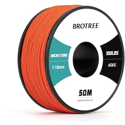 Brotree Micro Cord 1,18 mm 50M Spule Paracord Schnur Polyester Seil | 45kg (100lbs) Bruchlast, Armbänder, Schlüsselanhänger, Hundehalsbänder, Handwerk und DIY